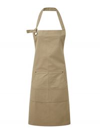 Latzschürze mit Taschen Beige